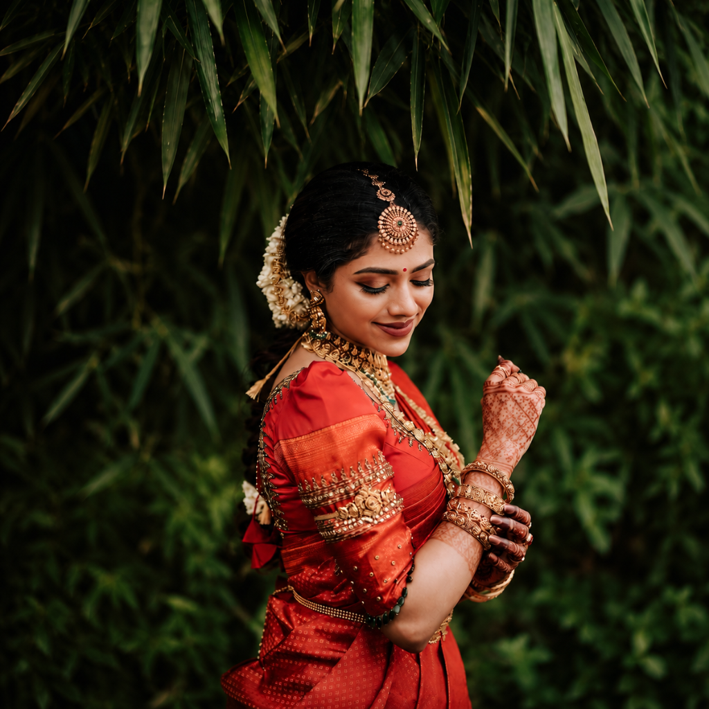 Bridal portrait with soft window light